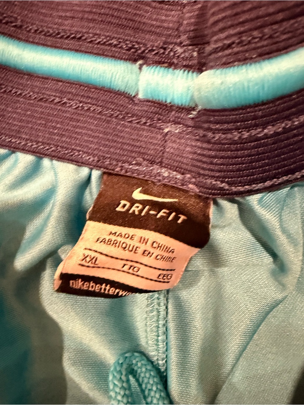Nike Men's Navy and Teal Patterned Basketball Shorts - Picture 2 of 2